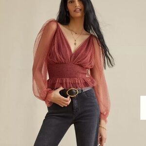 Anthropologie Tulle Blouse
